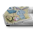 thumbnail image 3 of Gender Reveal Soft Flannel Fleece Throw Blanket, Bunny Baby Carriage and Ball It's Boy Message Kids Design, Cozy Plush for Indoor and Outdoor Use, 70" x 90", Avocado Green and Blue, by Ambesonne, 3 of 6