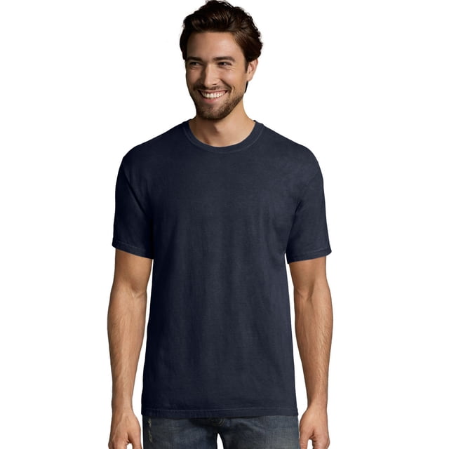 Hanes Mens Big ComfortWash Garment Dyed Short Sleeve Tee, S, Navy