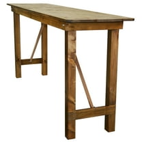96 inch x 24 inch Farmhouse Pine Wood Rectangle Bar Height Folding Table - Rustic