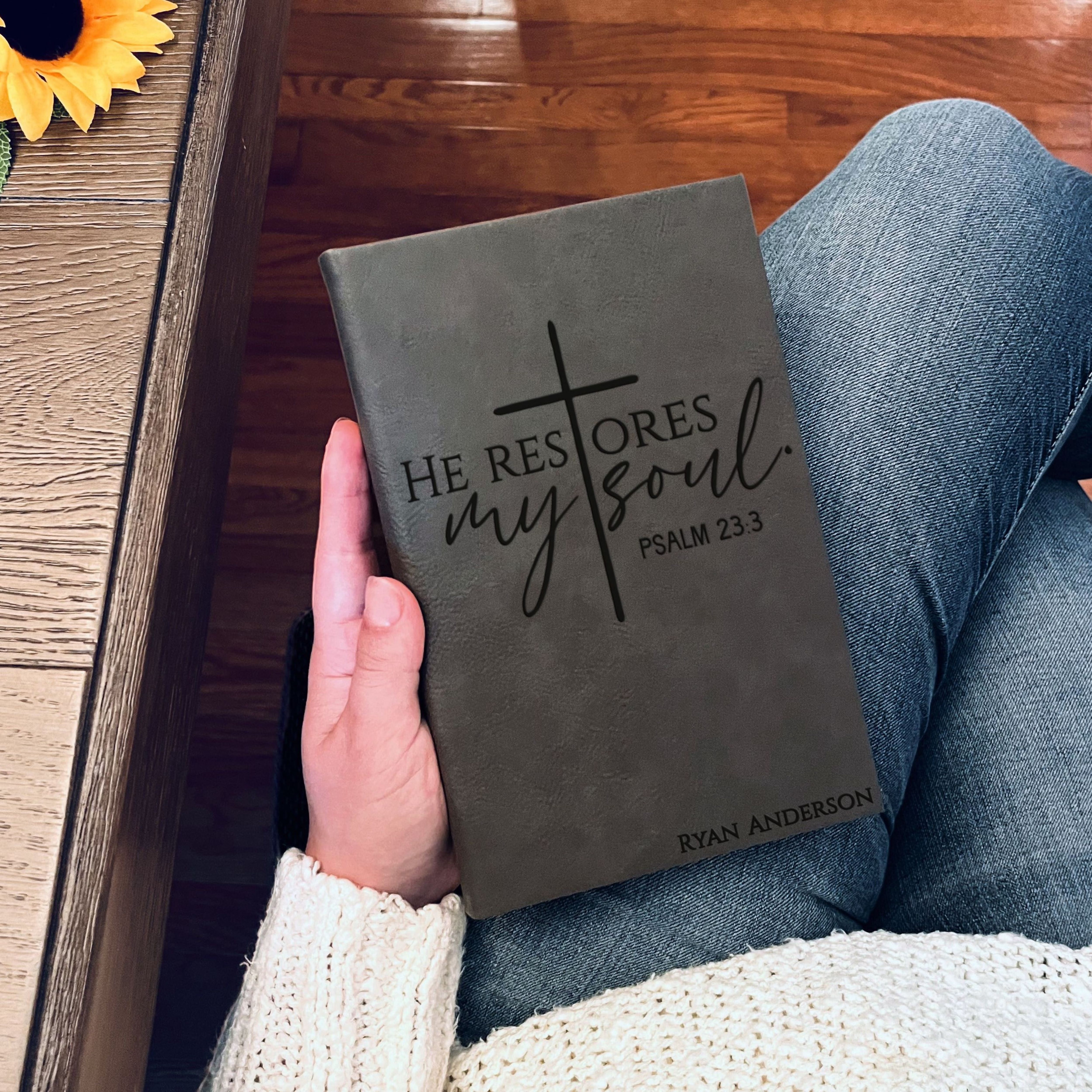 Personalized Christian Prayer Journal for Men & Women, Custom Engraved Name, Daily Devotional, Scripture Writing, Gratitude and Faith Gift