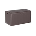 thumbnail image 1 of Coffre de Terrasse Extérieur en Résine Osier de 99 Gallons – Banc de Rangement Étanche et Résistant aux UV avec Couvercle à Levage Hydraulique – Rangement de Patio Verrouillable pour Coussins, Outils de Jardin, Accessoires de Piscine – Brun, Sangle Tressée, 1 of 8