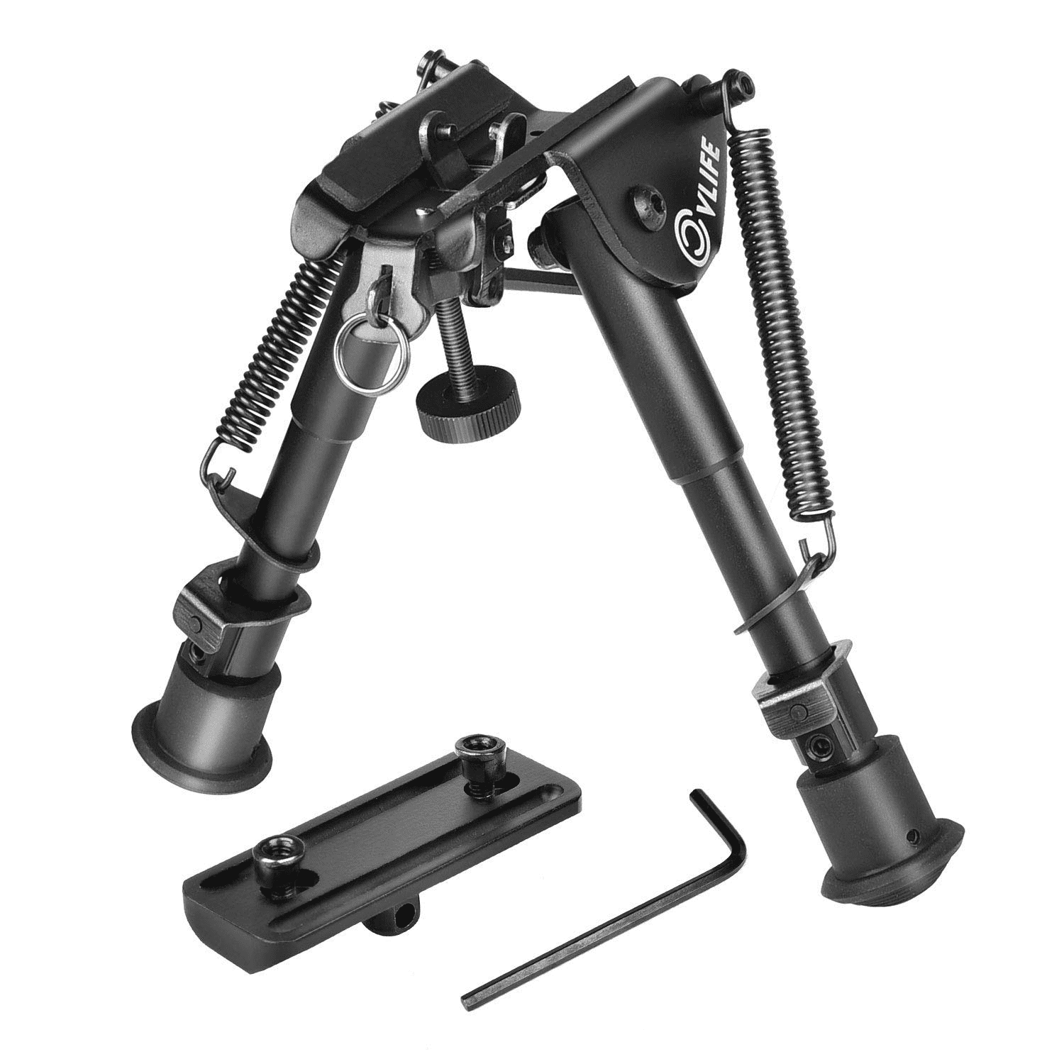 Tac Shield Rail Mount Bipod – 6 To 9 Inch Adjustable, Pivoting Picatinny Mount, Spring-Loaded Legs For Stable Shooting