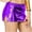 Purple, variant on Womens Metallic Mini Skirt Shiny Bodycon Side Splited Micro Short Skirt For Party Dance Clubwear