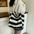 thumbnail image 6 of CHUMUD Striped Canvas Tote Handbag for Women Vertical Stripe Large Capacity Shoulder Bag for Shopping Travel, 6 of 6