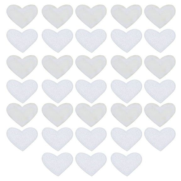 Heart Shaped Iron on Patches White Embroidered Sew on Love Applique Patches 33 Pack