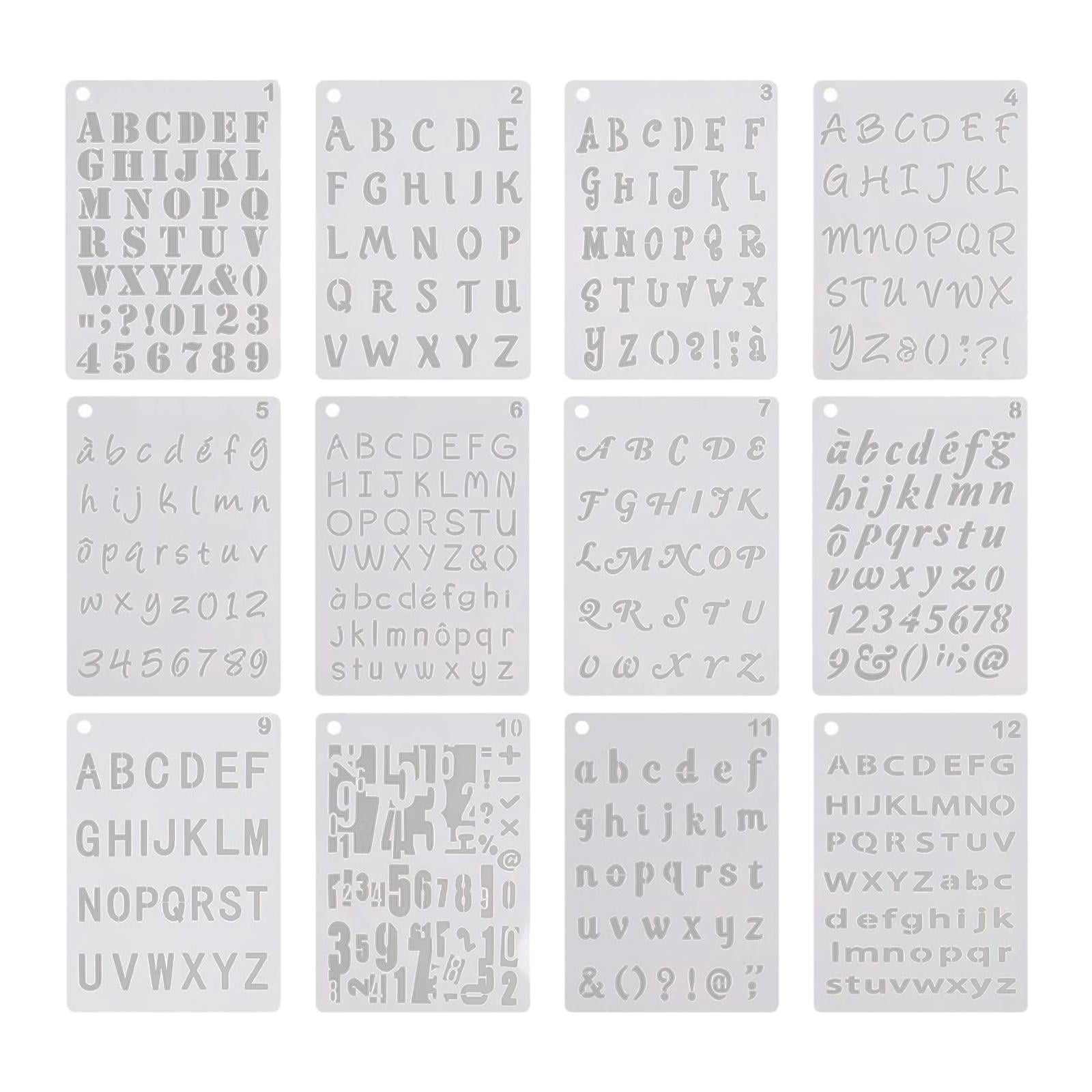 Pochoirs Lettres Et Chiffres JIASI&JIESY - 12 Pièces Réutilisables Pour DIY