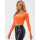 thumbnail image 3 of Disfraz de navidad Top corto de terciopelo con hombros descubiertos y manga larga para mujer Naranja XS, 3 of 6