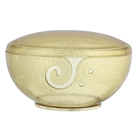 

Plastic Yarn Bowl Golden Crochet Knitting Storage Bowl Container with Lid