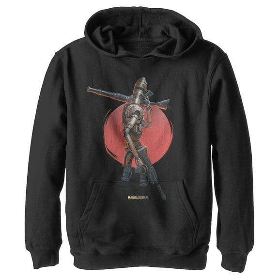 Boy's Star Wars: The Mandalorian IG-11 Dusty Sunset  Pull Over Hoodie Black X Large