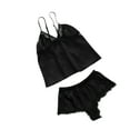 thumbnail image 2 of IROINNID Womens Two Piece Set Silk Sleepwear Lace V-neck Sleeveless and Shorts Homewear Clothes, 2 of 3