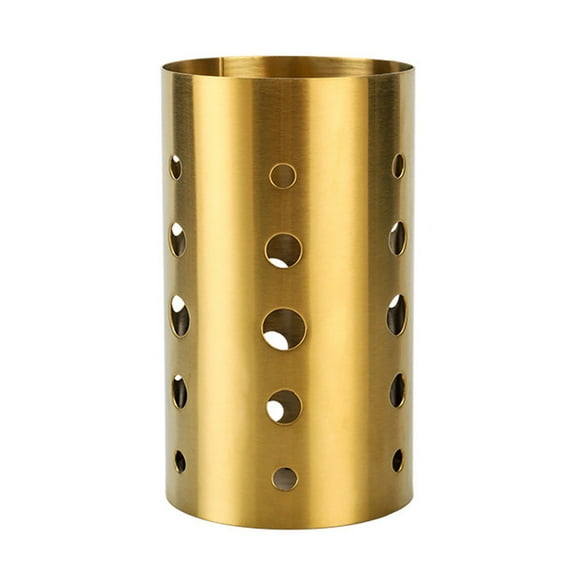 DHGDJ54G Stainless Steel Utensil Holders For Kitchen Large Cooking Utensil Caddy Gold Metal Utensil Holders Utensil Holder With Drain Holes Linen Closet Storage Large Storage Tote Bag