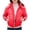 Red, variant on Women's Hooded Shiny Quilted Puffer Coat Long Sleeve V-Neck Casual Winter Jacket Lightweight Warm Outerwear for Cold Weather Commute and Weekend Strolls