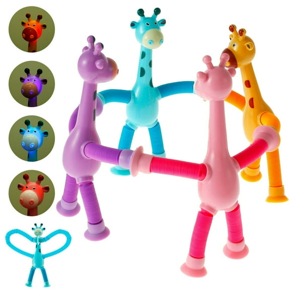 CNKOO 4Pcs Pop Tubes Toys Set Autism Sensory Tubes Toys Funny Animal Designs Pop Tubes Stress Relief Pop Tubes Deformable Pop Sound Spring Toys for Toddlers Kids Boys Girls ADHD Autism