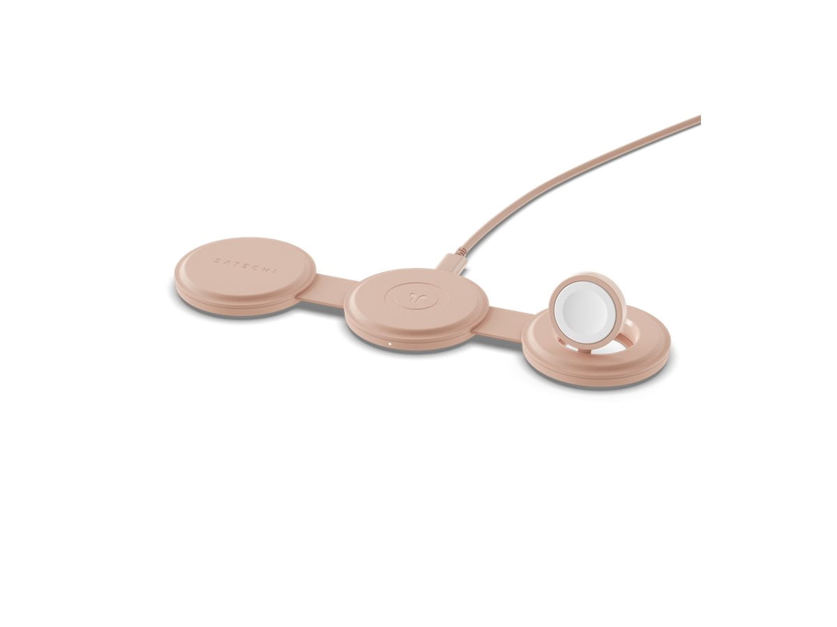 Satechi OntheGo - Wireless charging pad - 3-in-1 - 15 Watt - desert rose