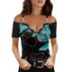 thumbnail image 1 of Gibobby Camiseta de Manga Corta con Cuello en V Mujer verano Casual Sexy cuello en V encaje flor estampado anillo hebilla tirantes manga corta camiseta(Verde,XL), 1 of 4