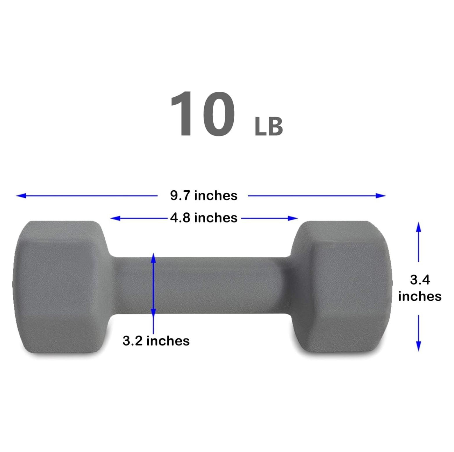 10LB Set of 2 Hex Dumbbells Rubber Coated Cast Iron Hex Black Dumbbell Free Weights for Exercises Neoprene Dumbbell Hand Weights Anti-Slip Anti-roll Hex Shape Colorful 10Lbs Pair