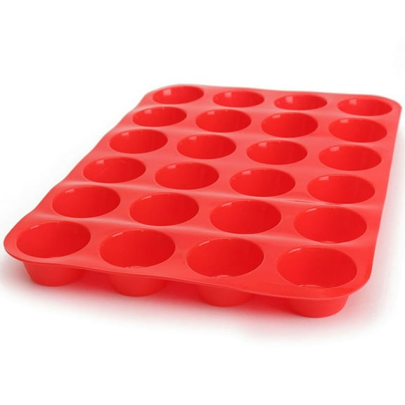 Round Baking Silicone Molds,24PCS Cake Tray Moulds for Cupcake,Cookie,Soap,Muffin,Resin Casting,Ice Cube - 24 Cavities in total