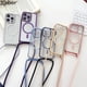 thumbnail image 2 of Luxury Crossboby Necklace Cord Rope Lanyard Plating Magnetic Clear Case For iPhone 14 11 12 13 15 Pro Max For Magsafe Soft Cover, 2 of 5