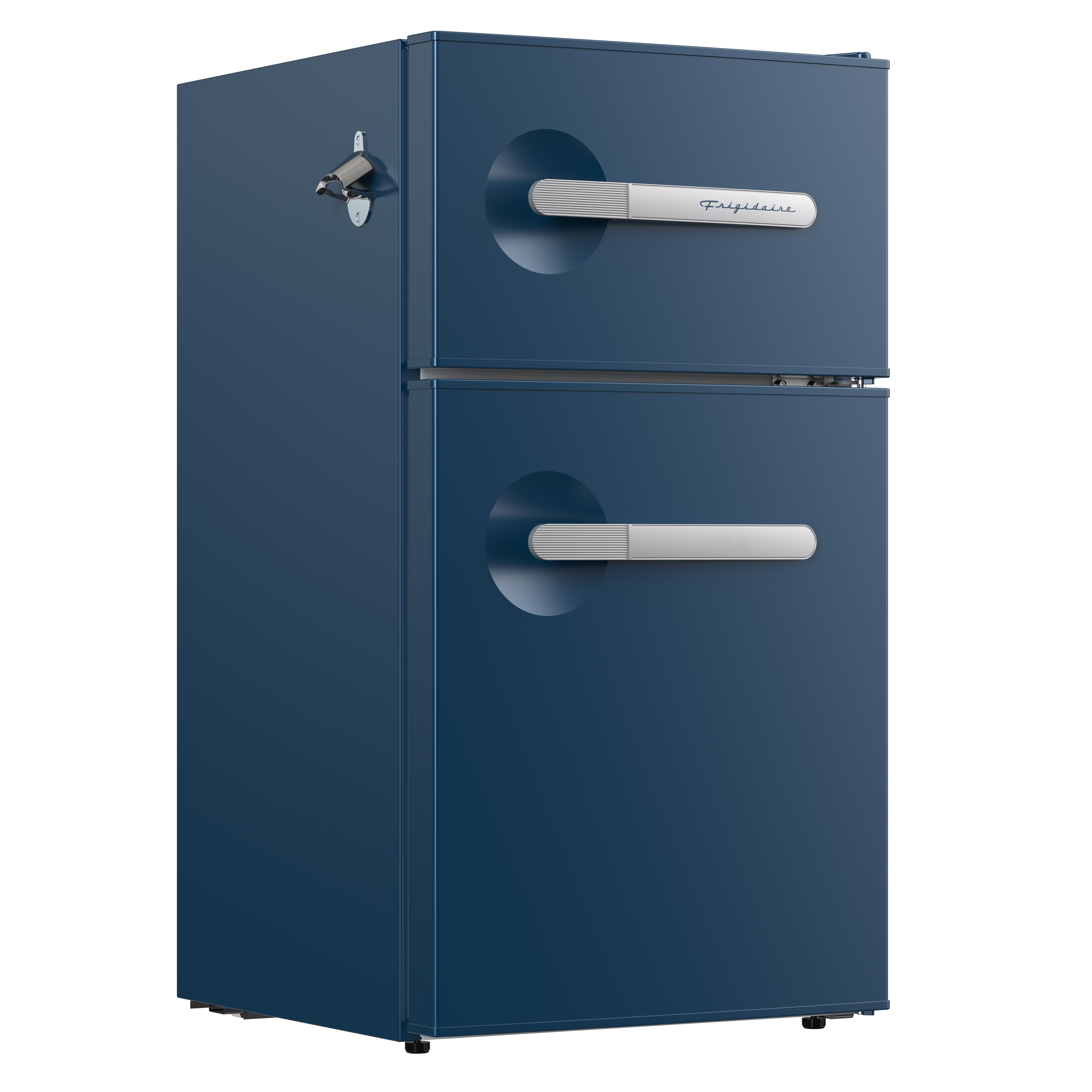 Frigidaire 3.1 Cu. ft. Compact Refrigerator with Freezer Compartment, 2-Door Retro Fridge with Built-in Side Bottle Opener, Azure