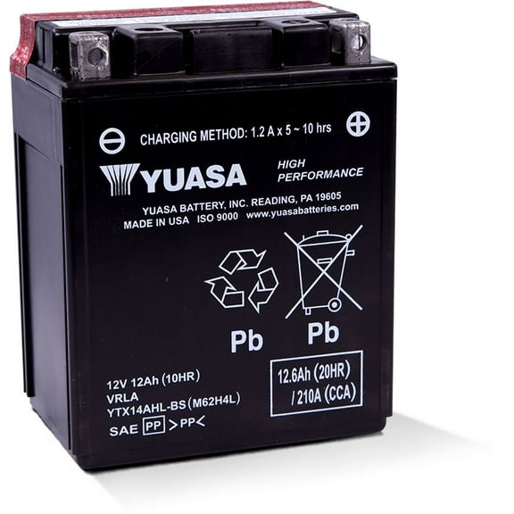Yuasa YUAM62H4L High Performance Maintenance Free Battery - YTX14AHL-BS