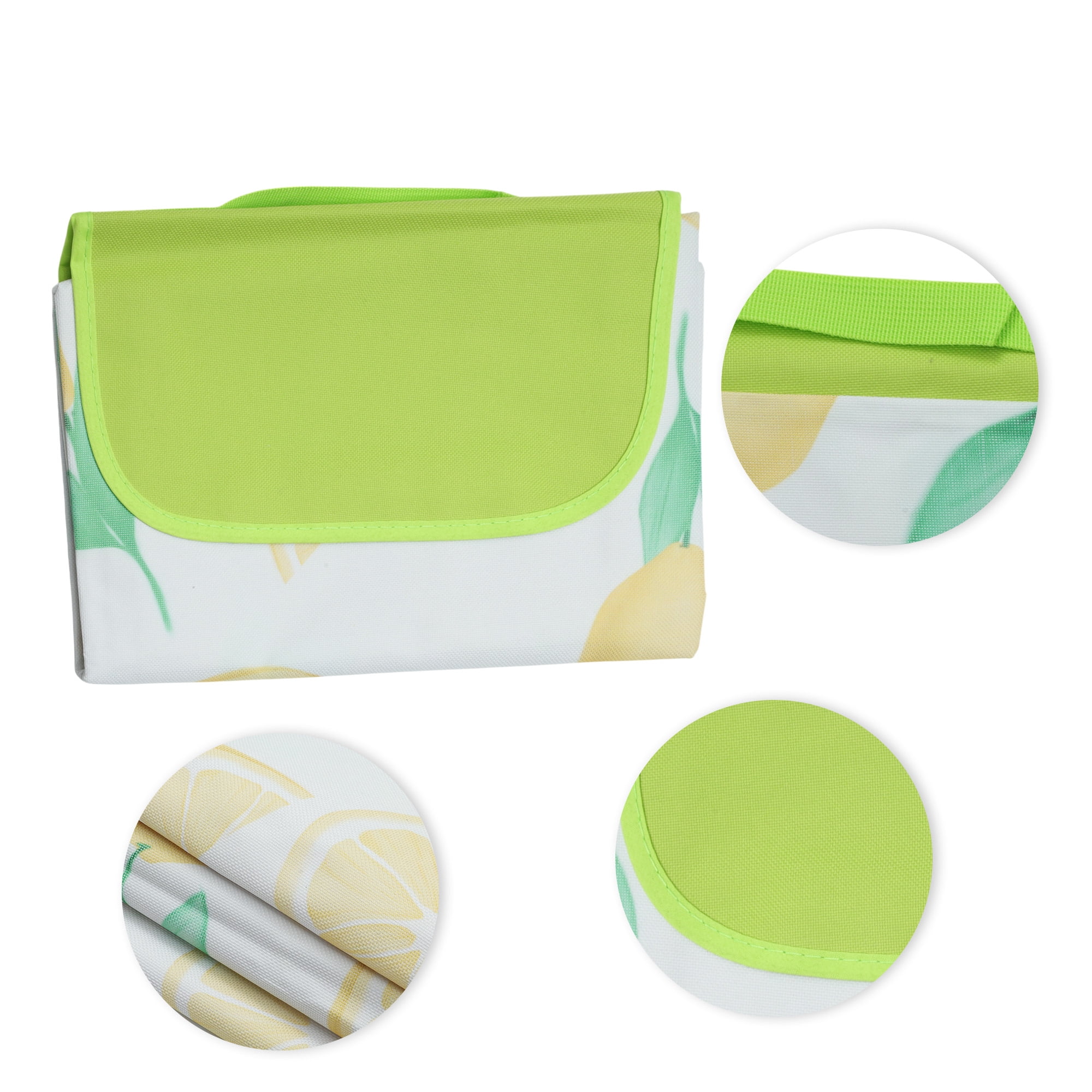 Unique Bargains Picnic Blanket Waterproof Beach Mat Lightweight with Handle Yellow Green