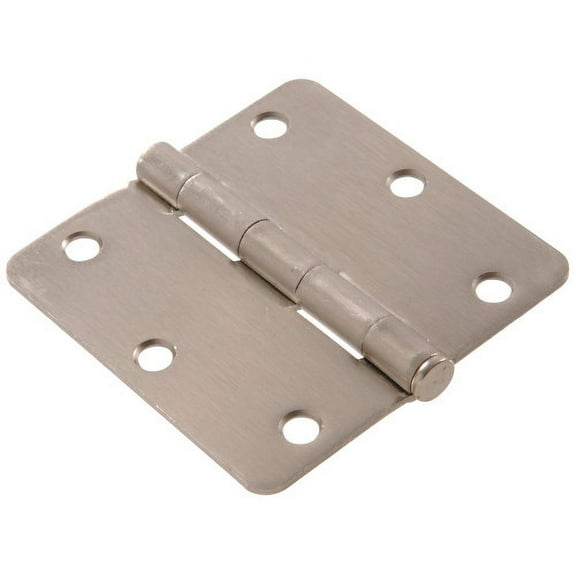 HILLMAN 852798 HARDWARE ESSENTIALS 1/4" ROUND CORNER DOOR HINGE SATIN NICKEL (3-1/2")