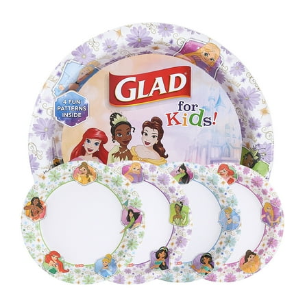 Glad Kids - 8.5" Round Paper Plate - 40ct - Disney - Floral Frames - MIXED PACK