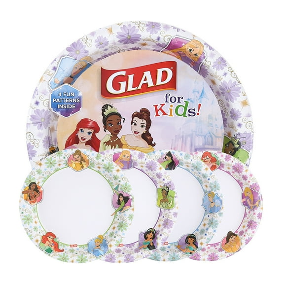 Glad Kids - 8.5" Round Paper Plate - 40ct - Disney - Floral Frames - MIXED PACK