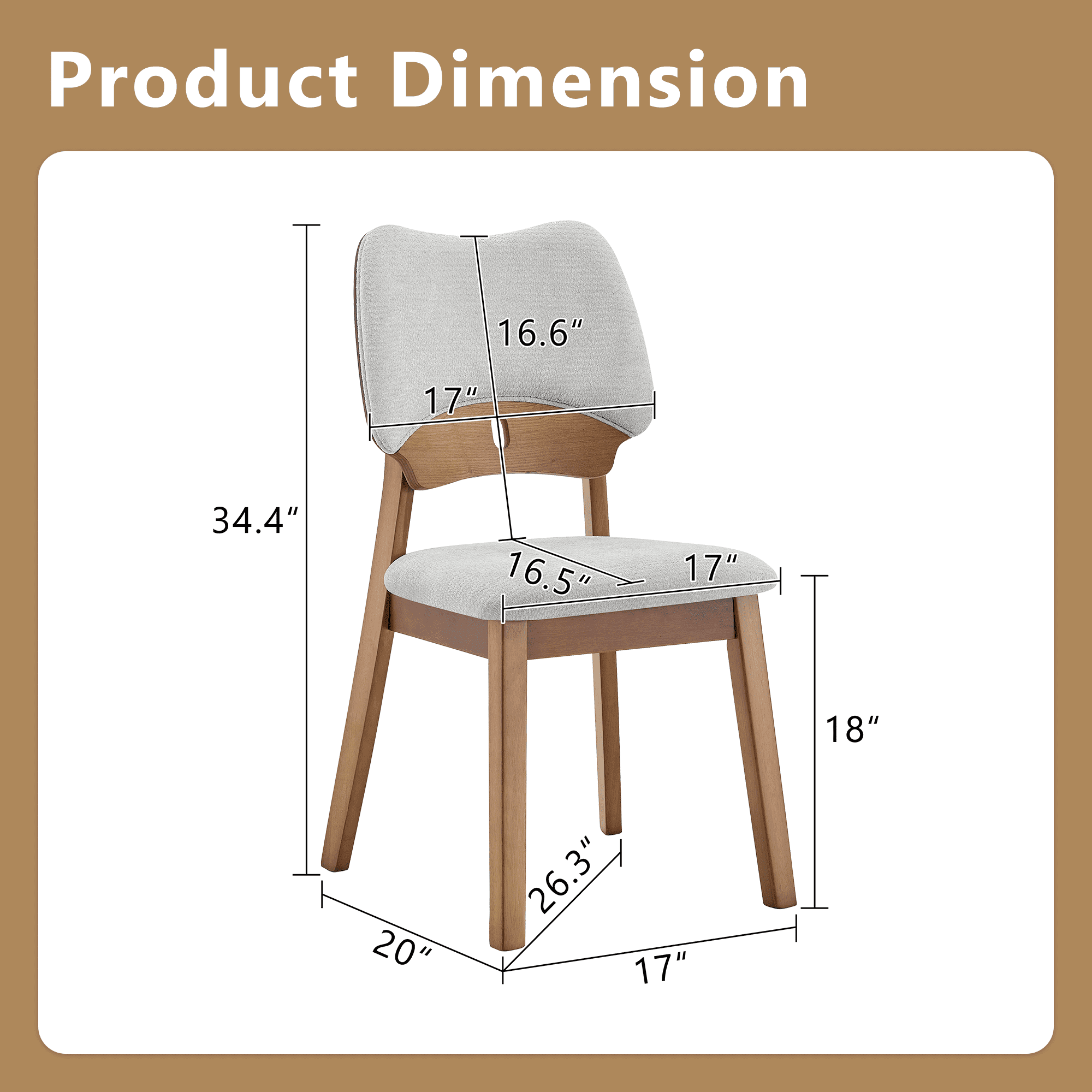 Leumius Dining Chairs Set of 2, Gray Soft Fabric Packaging on the Backrest and Seat Cushion, Hollowed Out Backrests for Kitchen Dining Room