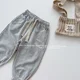 thumbnail image 1 of [Material cepillado] pantalones de chándal sueltos para niñas pequeñas, pantalones de chándal casuales de Color sólido, pantalones deportivos de Hip Hop para niños, 1 of 5