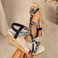 thumbnail image 5 of Xijirk Sandals Women Bohemian Woven Trim Elastic Back Strap Elevated Sole Sandals Summer Sandals,6.5, 5 of 8