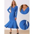 thumbnail image 2 of DARING DIVA Sweater Ribbed Knit Bodycon Long Maxi Fishtail Dress M Blue, 2 of 6