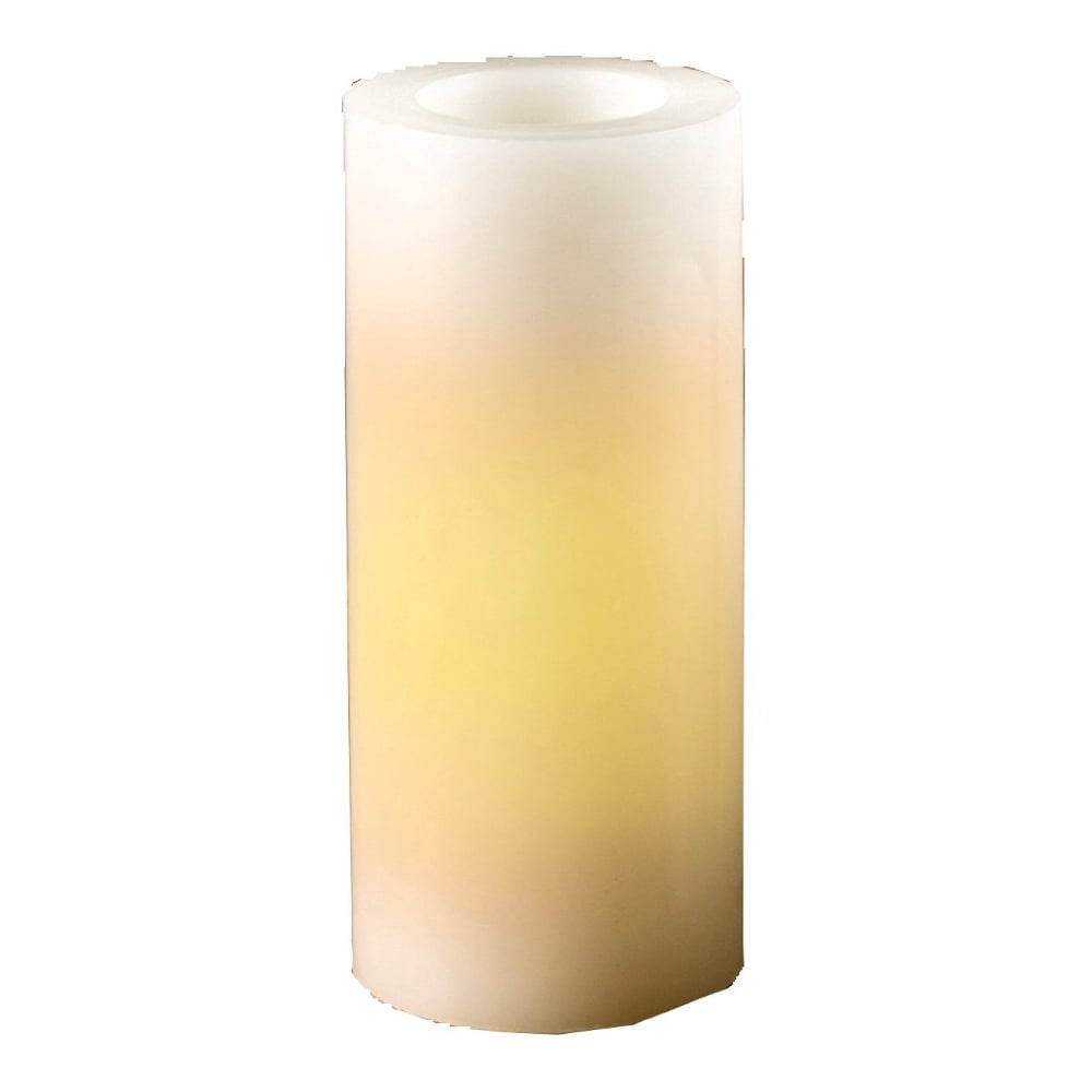 Large 9" White LED Lighted Flameless Battery Operated Unscented Pillar