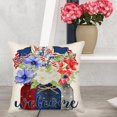 thumbnail image 3 of Welcome American Independence Day Pillow Covers 18x18 Inch Red Blue Stars and Stripes Flower Leaves Throw Pillow Cases Patriotic 4th of July Farmhouse Decorations Cushion Cover, 3 of 6