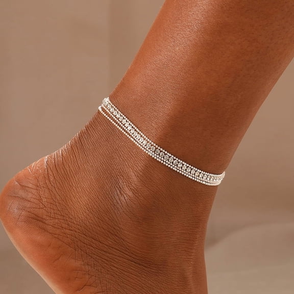 Zhuge Dainty Layered Boho-Inspired Anklet Bracelets, Adjustable Lightweight Summer Foot Jewelry, Bohemian Style Accessory for Women,D02