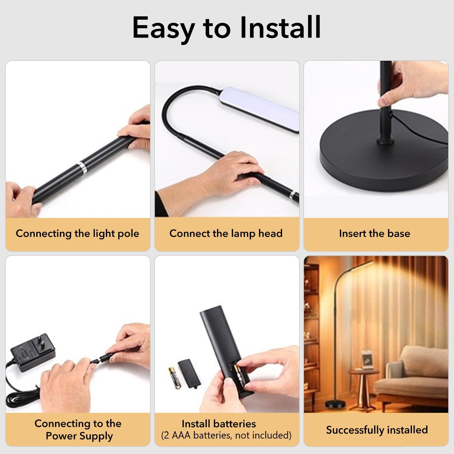BN-LINK Floor Lamp with Timer, Standing Lamp with Remote and Touch Control, Stepless Adjustable Brightness & 3 Color Temperature, Tall Lamp for Living Room, Bedroom, Office