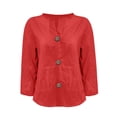 thumbnail image 4 of Endives Womens Linen Shirts Summer Button Down Shirt V Neck 3/4 Sleeve Tops Loose Vacation Beach Solid Color Blouses Womens Tops S-5XL, 4 of 5