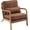 Mid-back Brown, variant on Handcrafted Upholstered Solid Wood Accent Armchair in Living Room Apartment Office Modern Leisure Lounge Vntage Retro Wooden Chair, Oak Armrest Lumbar Pillow, Reading Chair (Mid-Back Cream White)