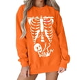 thumbnail image 2 of KHONTS Women Skeleton Sweatshirt Halloween Maternity Sweatshirts Crewneck Pullover Tops Pregnancy Announcement Tee Tops Orange XL, 2 of 5