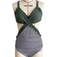thumbnail image 6 of Joernso Women Sexy Monokini Halter Sleeveless Cross One-piece Swimsuit Patchwork Color Hollow Tummy Control High Waisted Bathing Suit, 6 of 8