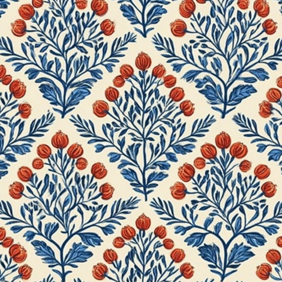 Peel and Stick Wallpaper 17.7in x 9.8ft Floral Blue Leaves Red Flowers Cream Contact Paper Vinyl Self-Adhesive Removable Wall Paper for Bedroom Nursery Bathroom Renter Friendly