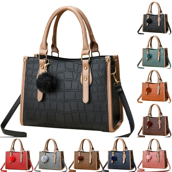 Lispipm Purses and Handbags for Women Fashion Ladies Top Handle Satchel Shoulder Bag Large Capacity Compartments Tote Bags With Plush Pendant Black