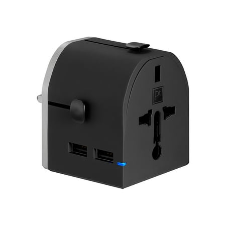 China Platinum Tureen - Platinum All-in-One Travel Adapter - Power adapter - 6 A - 2 output connectors (2 x USB) - black - Australia, China, Canada, North America, United Kingdom, United States, Europe