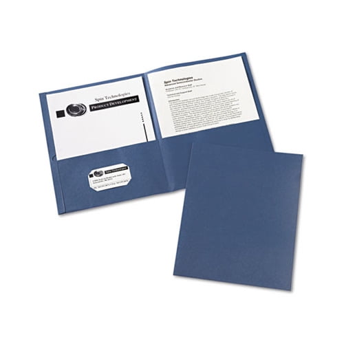 Two-Pocket Folder 40-Sheet Capacity, Dark Blue, 25/Box