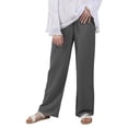 thumbnail image 2 of Women'S Cotton Linen Drawstring High Waisted Pants Casual Loose Fit Wide Leg Trousers Dark Gray XXXL, 2 of 7