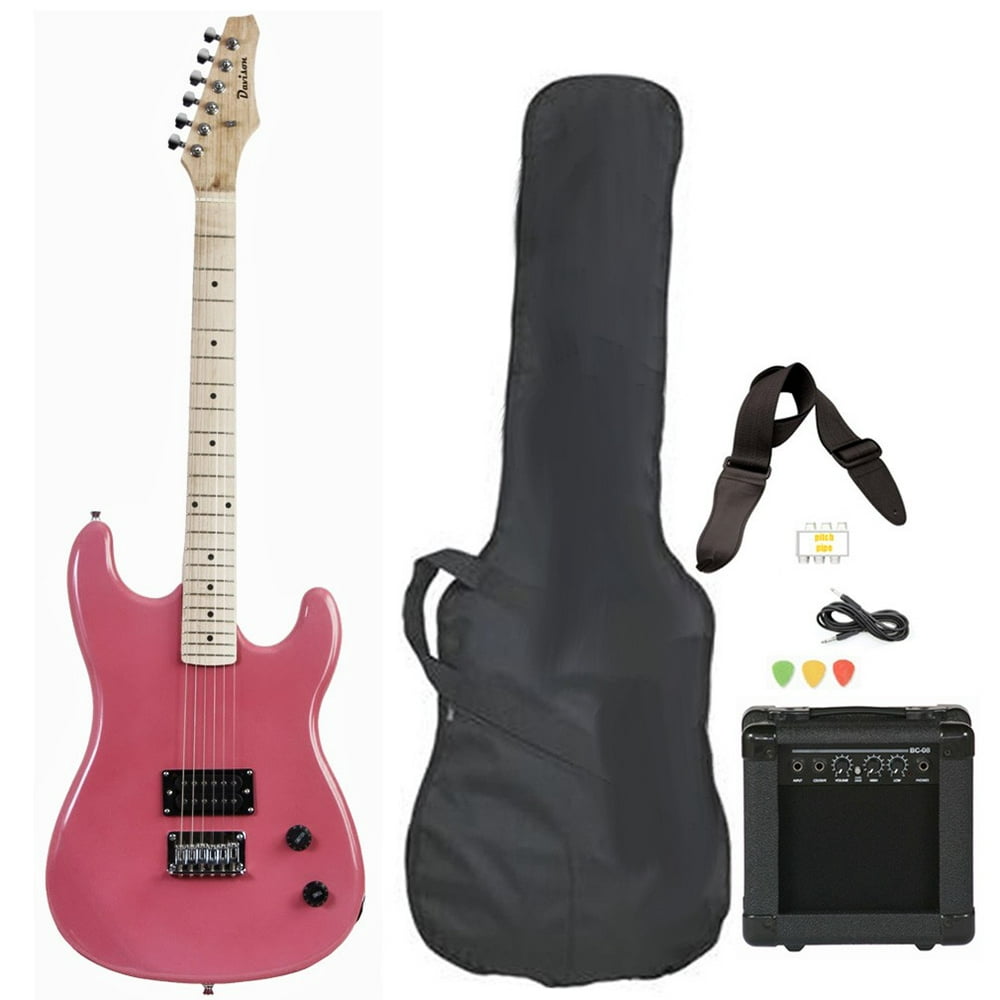 Davison Guitars Electric Guitar Pink Full Size With Amp Case Cord Strap