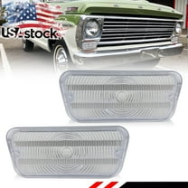 2PCS Clear Lens Front Bumper Turn Signal Lights Side Marker Lights Turn Warning Lights Parking Light Housings For 1967-1971 Ford F100 F-100 Truck No Bulb/Socket Included