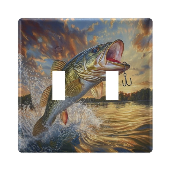 Switch Panel 4.48x4.56In Switch Plate Wall Panel Living Room Kitchen Bedroom Study Switch Panel Stylish Decoration Golden Fish