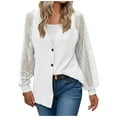 thumbnail image 1 of Womens Long Sleeve Tops Button Down Casual Loose Fit Cardigan V Neck Soft Tunic Shirts, 1 of 7