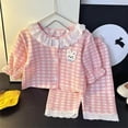 thumbnail image 2 of CAUYDY Newborn Girl Picture Outfits Baby Pajamas Fall Winter 12 18 24 Months Long Sleeve Shirt and Elastic Pants 2PCS Cute Set Toddler Sleepers for Girls Sizes 12-18 Months,Pink, 2 of 9
